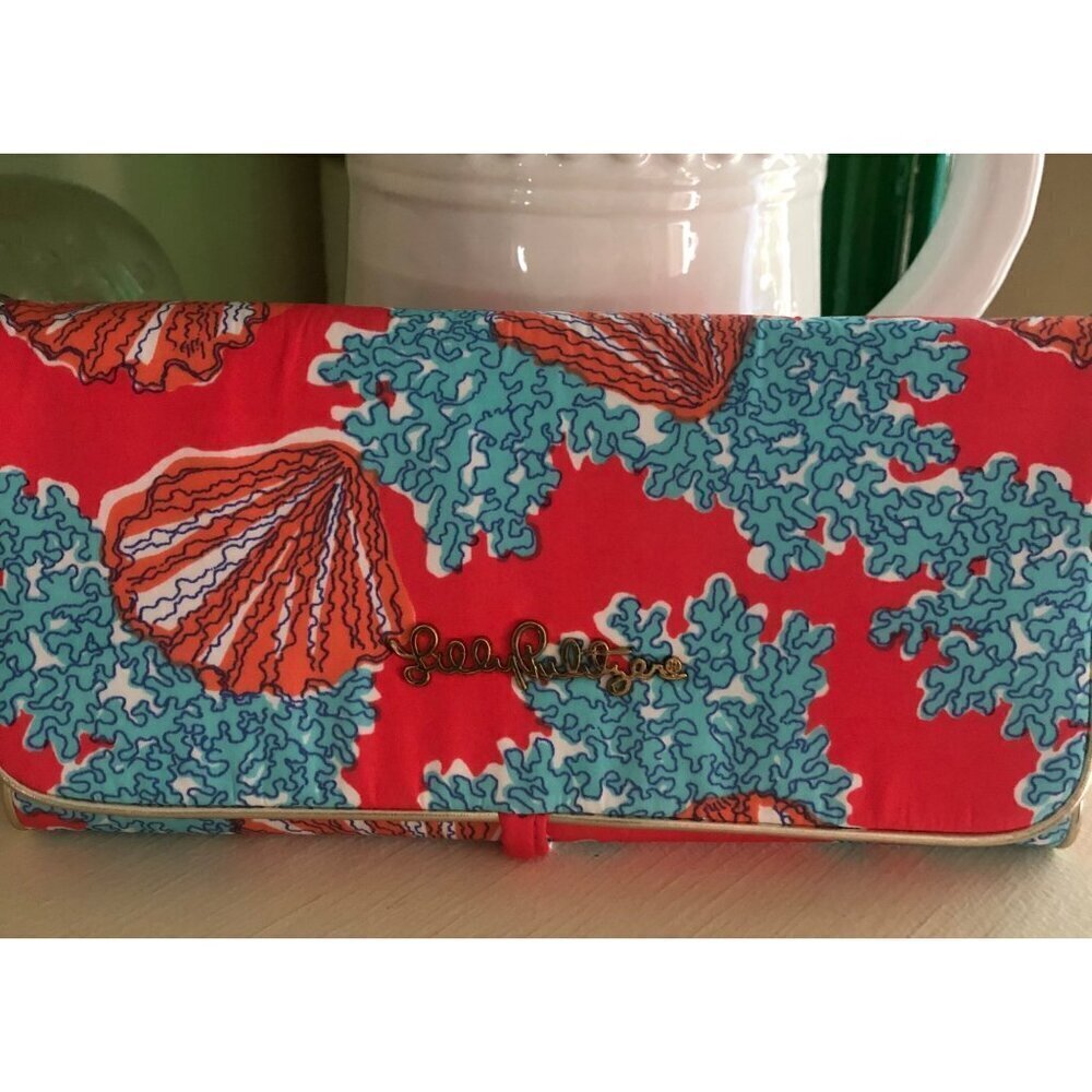 Lilly Pulitzer Coralina Print Cosmetic / Travel / Jewelry/ "On a Roll" Pouch Bag - Picture 2 of 10
